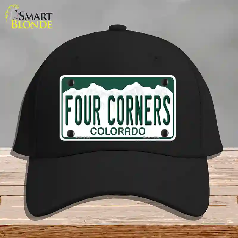 Four Corners Colorado Novelty License Plate Hat Cotton Black