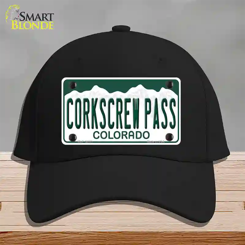 Corkscrew Pass Colorado Novelty License Plate Hat Cotton Black