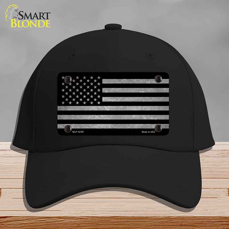 American Flag Black and Gray Novelty License Plate Hat Cotton Black