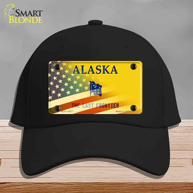 Alaska with American Flag Novelty License Plate Hat HAT-MLP-12477