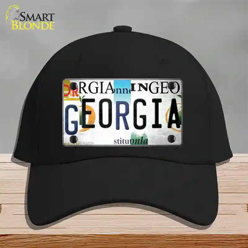Georgia Strip Art Novelty License Plate Hat Tag Cotton Black