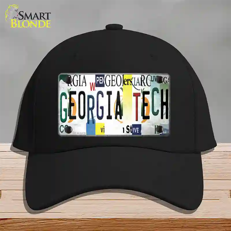 Georgia Tech Strip Art Novelty License Plate Hat Tag Cotton Black