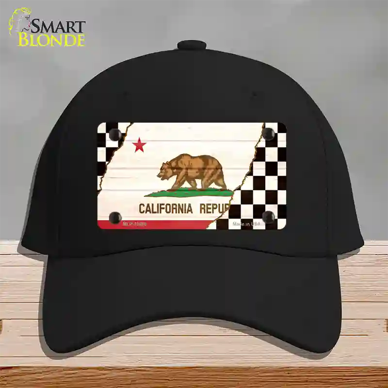 California Racing Flag Novelty License Plate Hat Tag Cotton Black