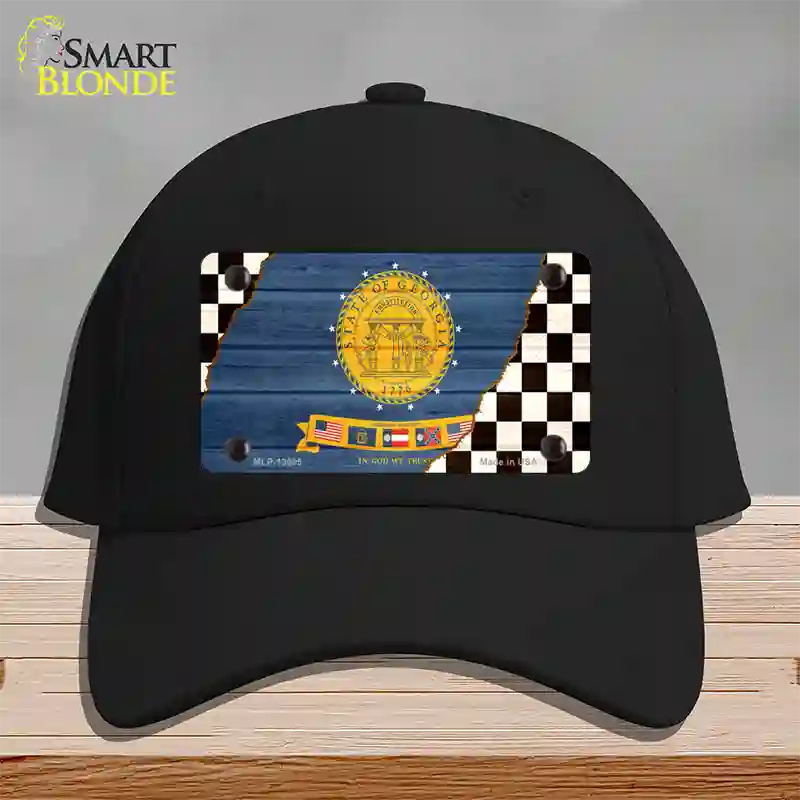 Georgia Racing Flag Novelty License Plate Hat Tag Cotton Black