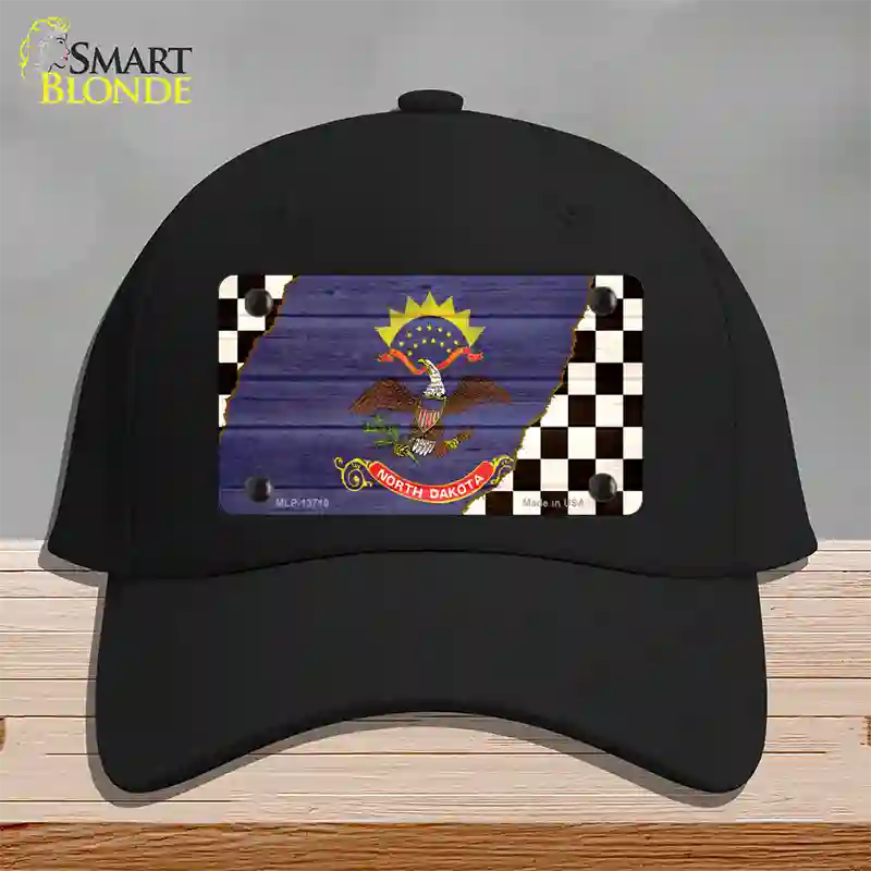 North Dakota Racing Flag Novelty License Plate Hat Tag Cotton Black