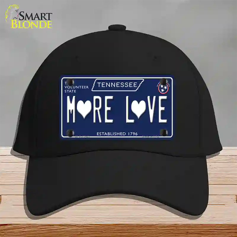 More Love Hearts Tennessee Blue Novelty License Plate Hat Tag Cotton Black