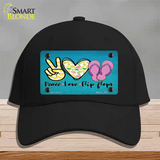Peace Love Flip Flops Novelty License Plate Hat Cotton / Black