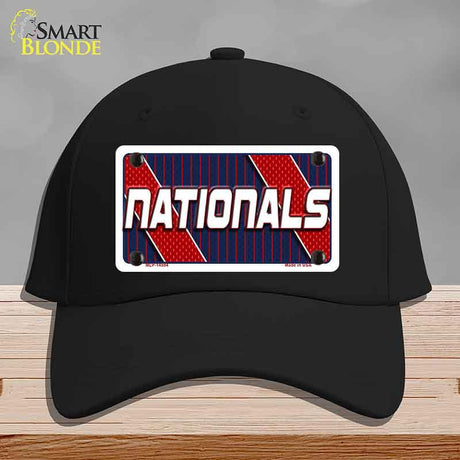 Black cap with 'NATIONALS' design on a gray background