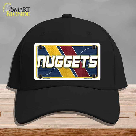 Black cap with a colorful 'NUGGETS' license plate design on a gray background