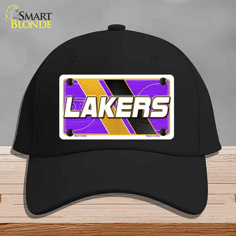 Black cap with Lakers logo on a gray background