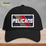 Black cap with 'Pelicans' design on a gray background