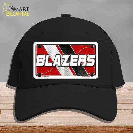 Black cap with 'BLAZERS' design on a gray background