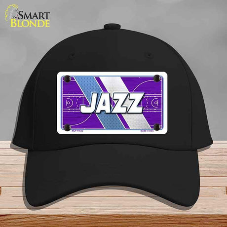 Black cap with a 'Jazz' design on a gray background