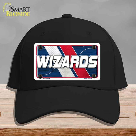Black cap with 'Wizards' design on a gray background