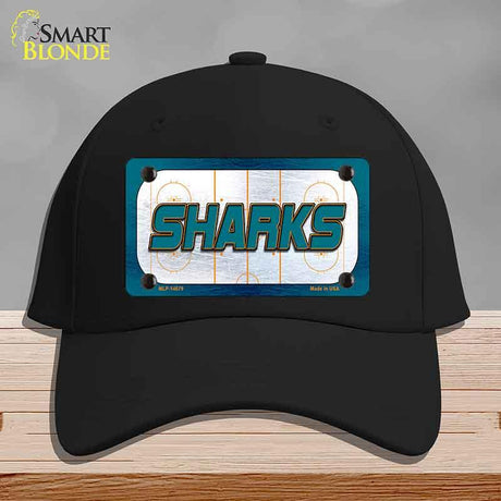 SHARKS Graphic Novelty License Plate Hat HAT-MLP-14679 Cotton Black