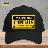 Caution Capitals Novelty License Plate Hat Cotton / Black