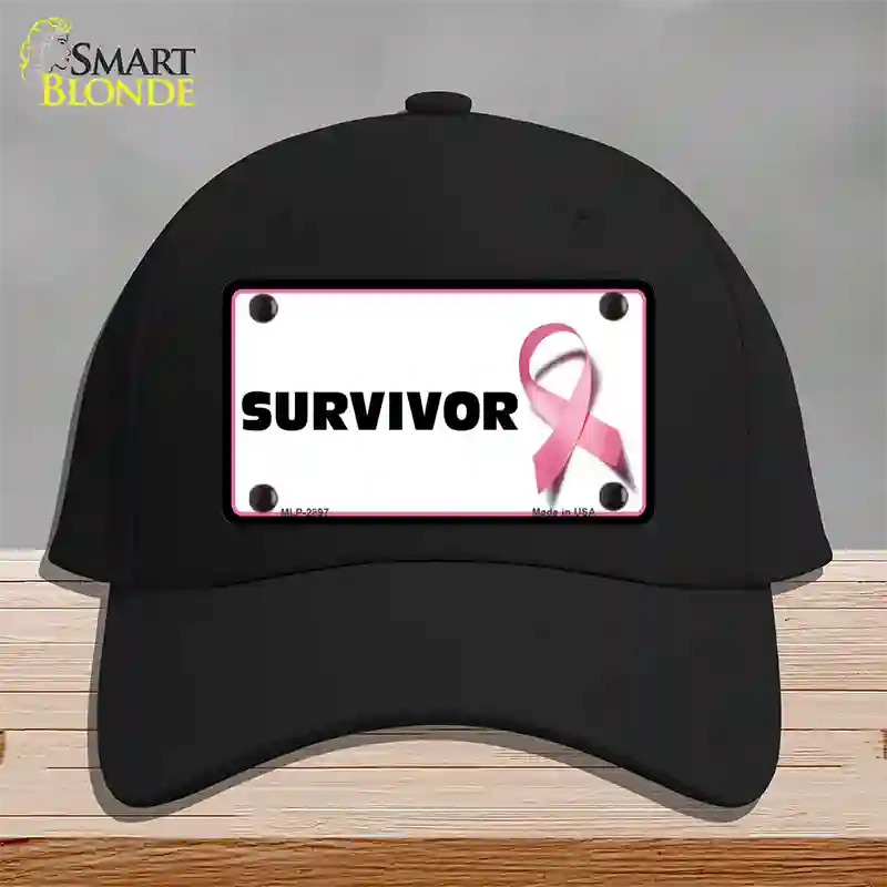 Survivor Breast Cancer Novelty License Plate Hat Cotton / Black