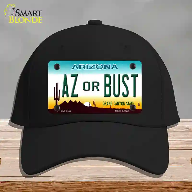 Arizona Az Or Bust Novelty License Plate Hat Cotton / Black