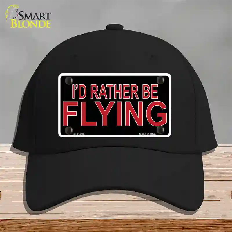 Rather Be Flying Novelty License Plate Hat Cotton Black