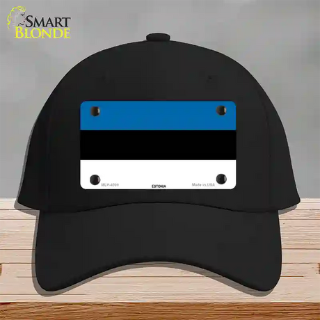 Estonia Flag Novelty License Plate Hat Cotton / Black