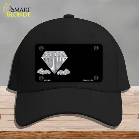 Diamonds Offset Novelty License Plate Hat Cotton / Black