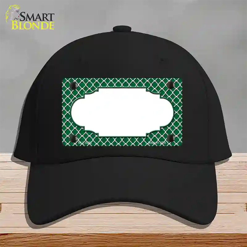 Green White Quatrefoil Center Scallop Novelty License Plate Hat Cotton / Black
