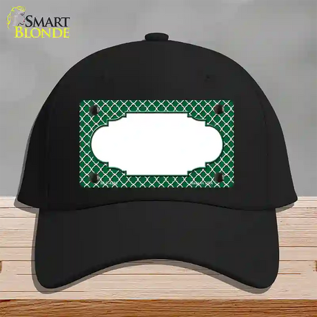Green White Quatrefoil Center Scallop Novelty License Plate Hat Cotton / Black