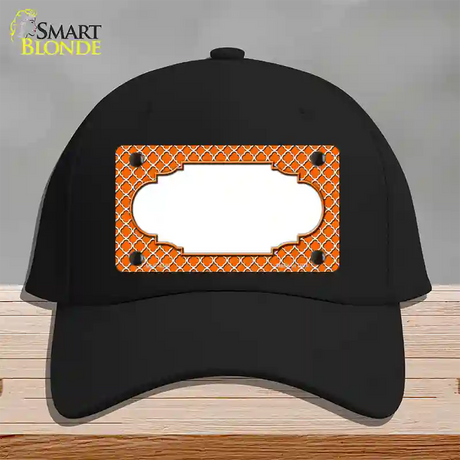 Orange White Quatrefoil Center Scallop Novelty License Plate Hat Cotton / Black