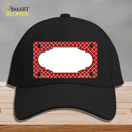 Red White Quatrefoil Center Scallop Novelty License Plate Hat Cotton / Black