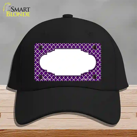 Purple White Quatrefoil Center Scallop Novelty License Plate Hat Cotton / Black
