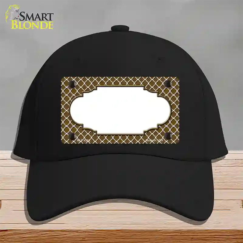 Brown White Quatrefoil Center Scallop Novelty License Plate Hat Cotton / Black