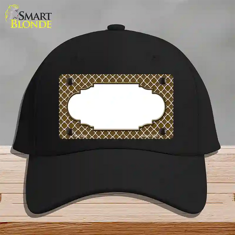 Brown White Quatrefoil Center Scallop Novelty License Plate Hat Cotton / Black