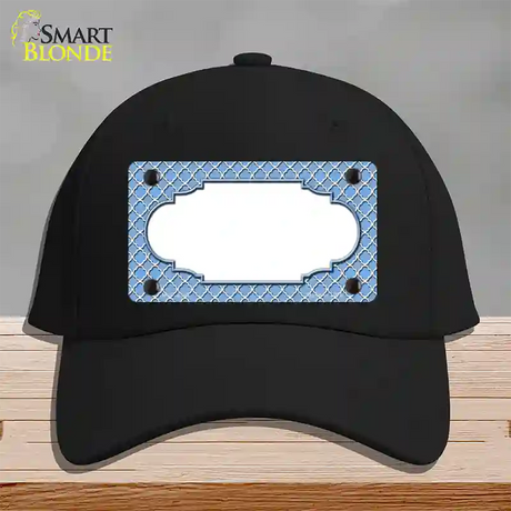 Light Blue White Quatrefoil Center Scallop Novelty License Plate Hat Cotton / Black