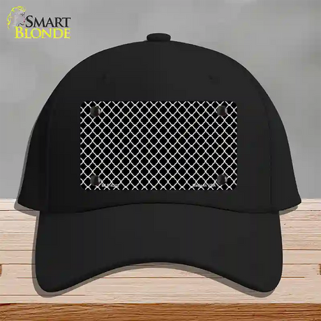 Black White Quatrefoil Novelty License Plate Hat Cotton / Black