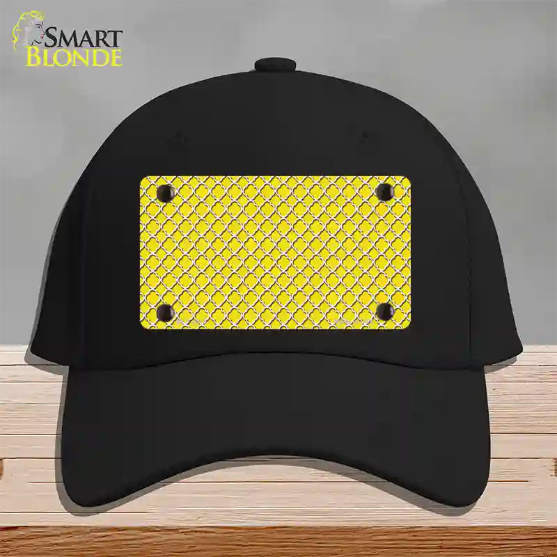 Yellow White Quatrefoil Novelty License Plate Hat Cotton / Black