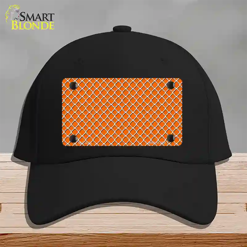 Orange White Quatrefoil Novelty License Plate Hat Cotton / Black