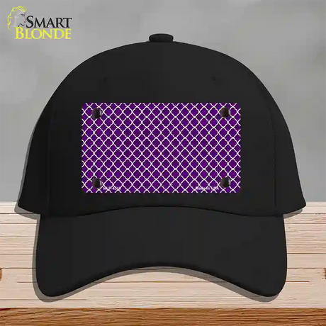 Purple White Quatrefoil Novelty License Plate Hat Cotton / Black
