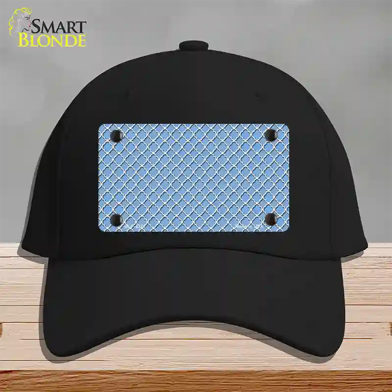 Light Blue White Quatrefoil Novelty License Plate Hat Cotton / Black