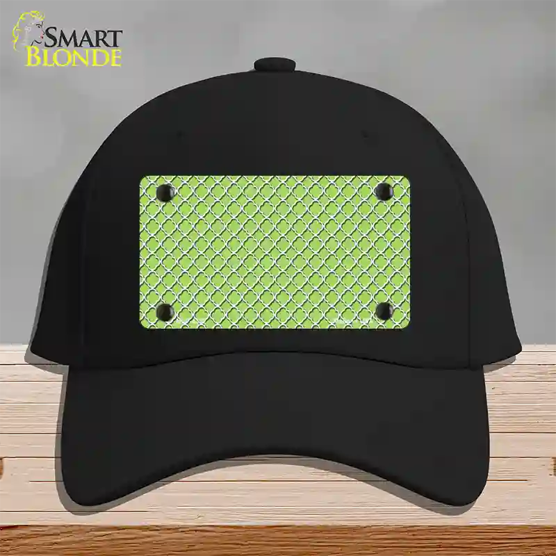 Lime Green White Quatrefoil Novelty License Plate Hat Cotton / Black