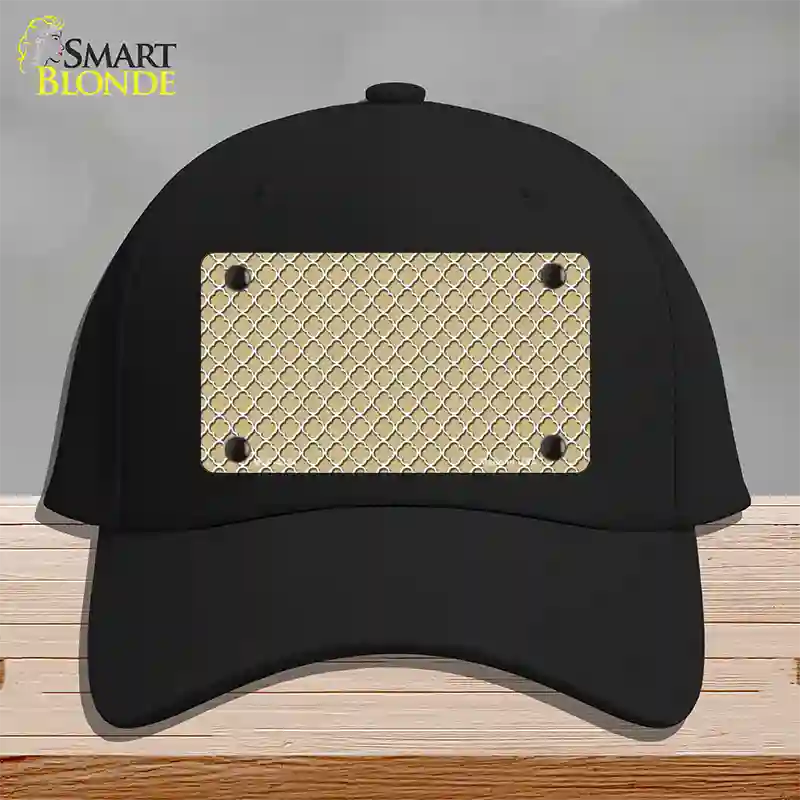 Gold White Quatrefoil Novelty License Plate Hat Cotton / Black