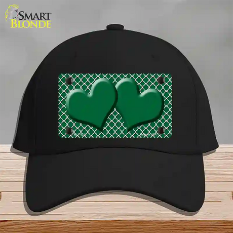 Green White Quatrefoil Green Center Hearts Novelty License Plate Hat Cotton / Black