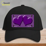 Purple White Quatrefoil Purple Center Hearts Novelty License Plate Hat Cotton / Black