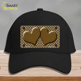 Brown White Quatrefoil Brown Center Hearts Novelty License Plate Hat Cotton / Black