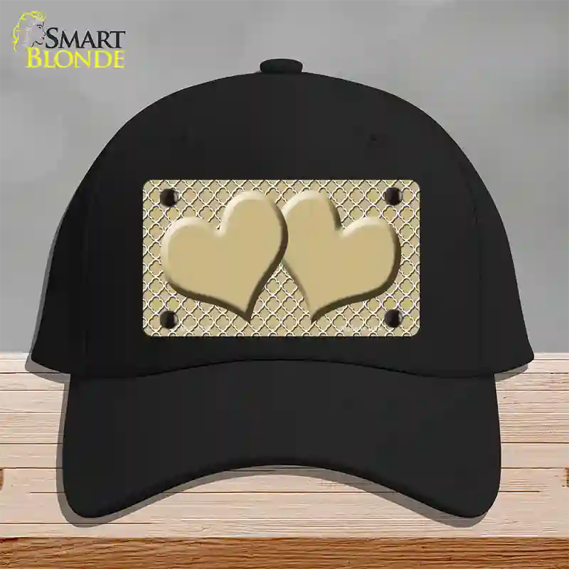 Gold White Quatrefoil Gold Center Hearts Novelty License Plate Hat Cotton / Black