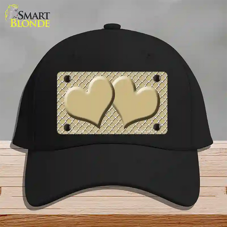 Gold White Quatrefoil Gold Center Hearts Novelty License Plate Hat Cotton / Black