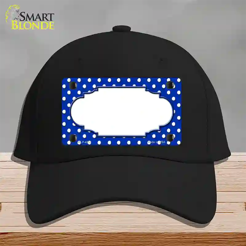 Scallop Blue White Polka Dot Novelty License Plate Hat Cotton / Black