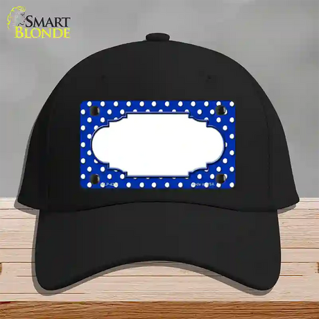 Scallop Blue White Polka Dot Novelty License Plate Hat Cotton / Black