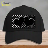 Black White Polka Dot Center Hearts Novelty License Plate Hat Cotton / Black