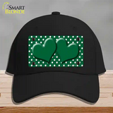 Green White Polka Dot Center Hearts Novelty License Plate Hat Cotton / Black