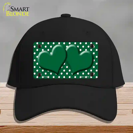 Green White Polka Dot Center Hearts Novelty License Plate Hat Cotton / Black